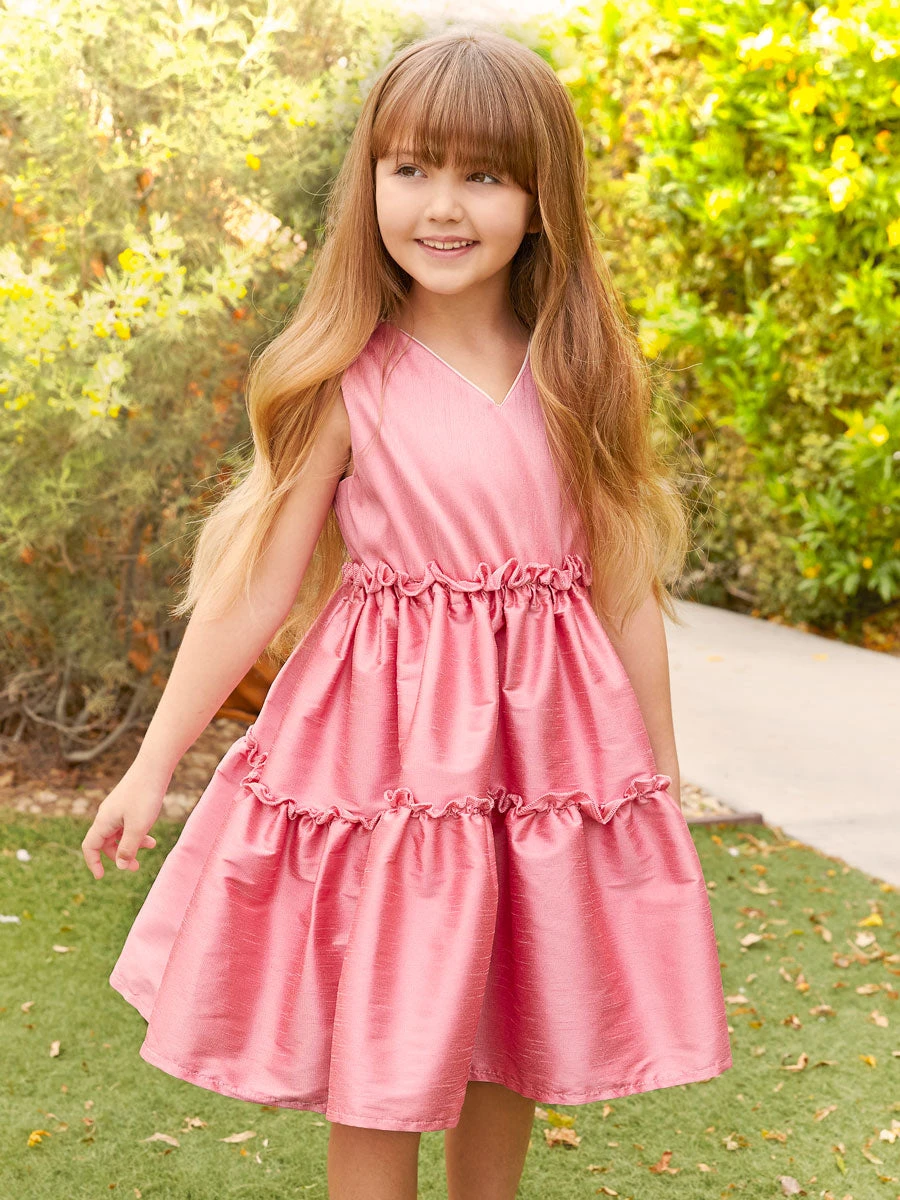 Pink Triple Tier Dress For Girls