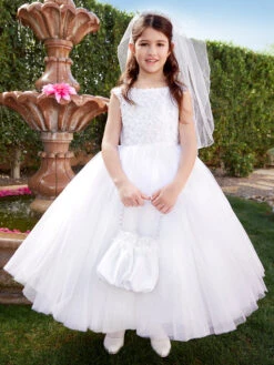 Venise Lace & Tulle White Communion / Flower Girl Dress