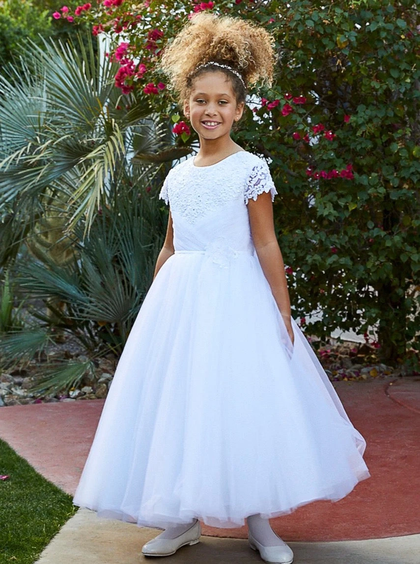 Beaded Lace & Tulle Communion / Flower Girl Dress