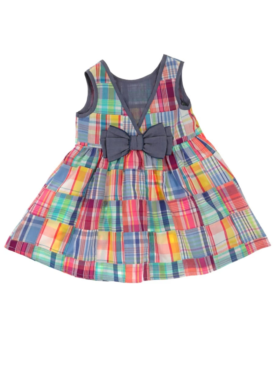 Patchwork Plaid Dress For Girls - Image 3