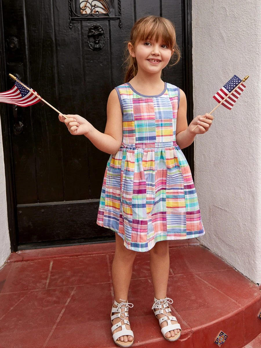 Patchwork Plaid Dress For Girls - Image 2