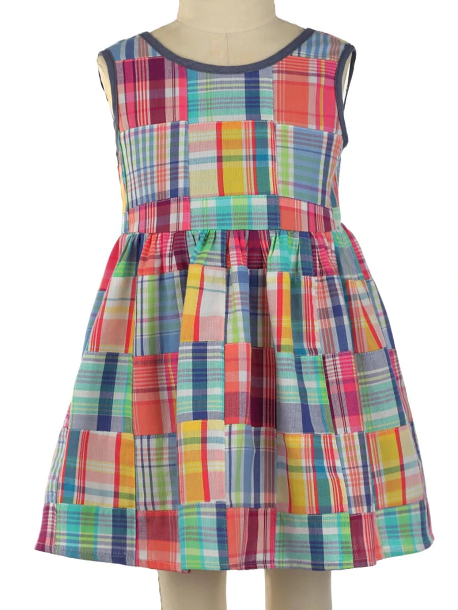 Patchwork Plaid Dress For Girls - Image 6