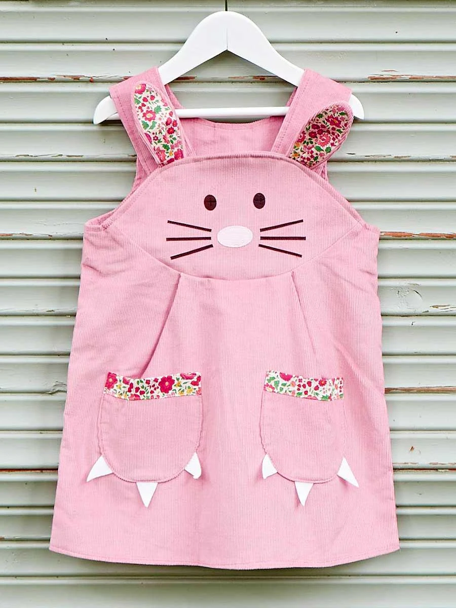 Bunny Rabbit Dusky Pink Dress For Girls - Image 3