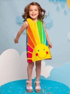 Girls Rainbow Sunrise Print Dress