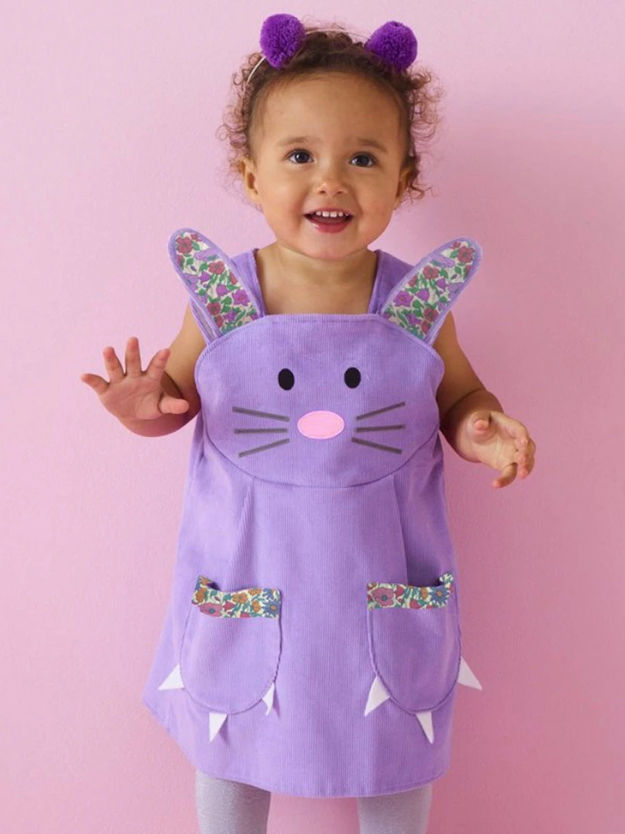 Lavender Bunny Rabbit Dress With Liberty Print For Girls