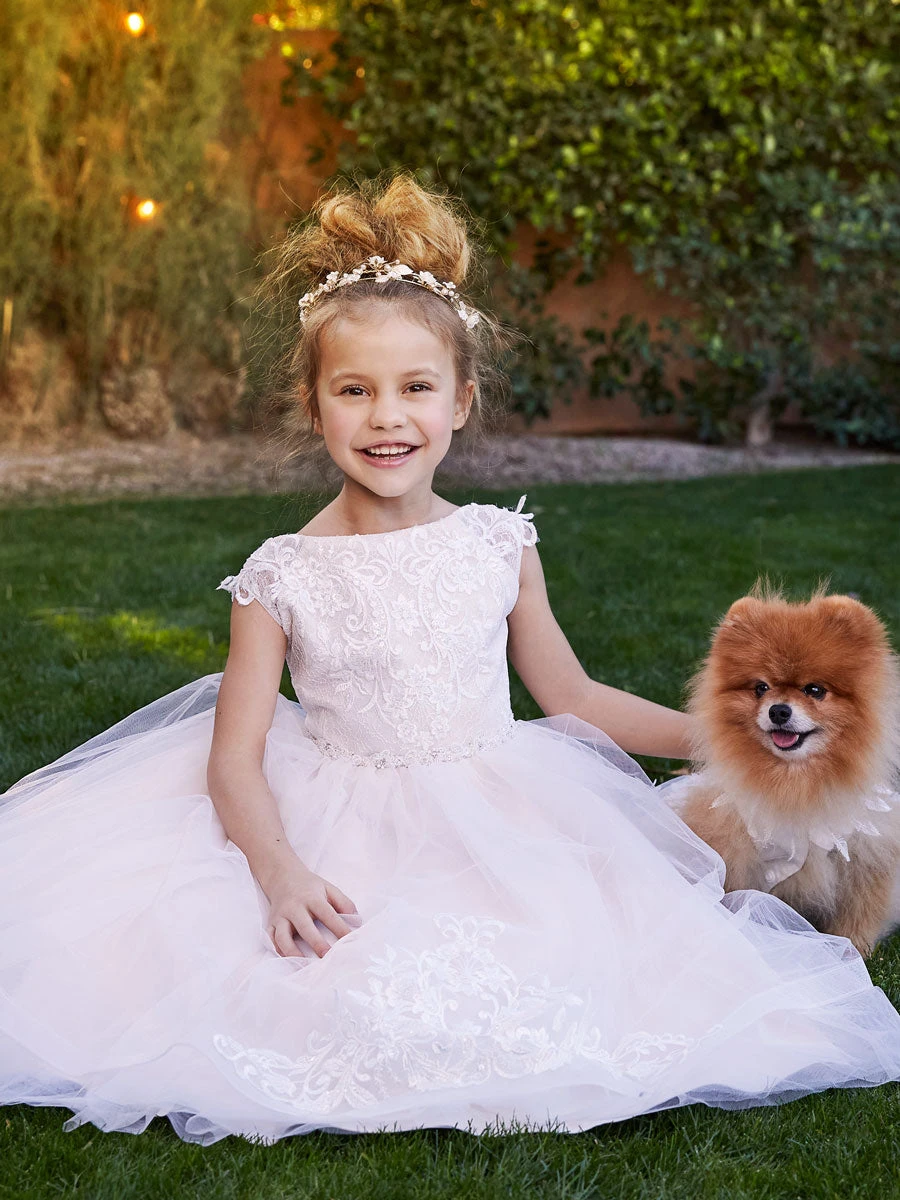 Lovely Ivory Lace And Tulle Flower Girl Dress - Image 2