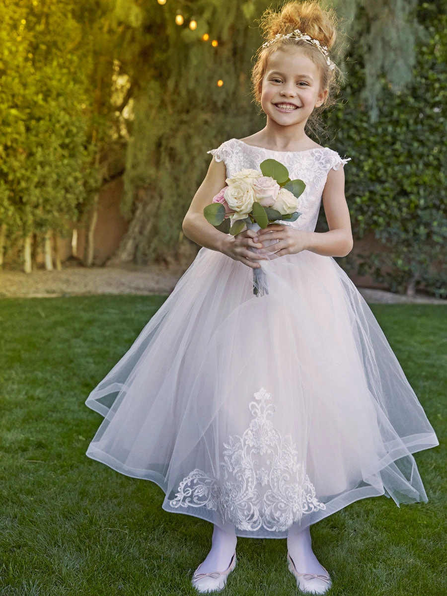 Lovely Ivory Lace And Tulle Flower Girl Dress - Image 3