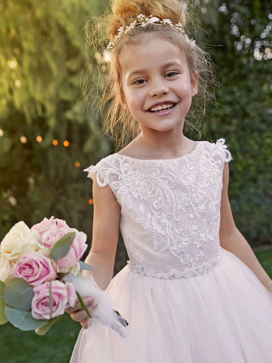Lovely Ivory Lace And Tulle Flower Girl Dress - Image 4