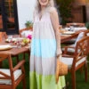 Womens Tiered Pastel Maxi Dress