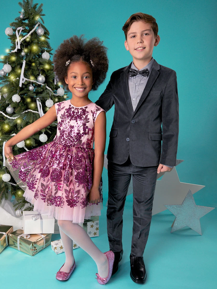 All Over Pink Sequin Dress For Girls - Image 2