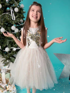 Sequin Butterfly Hi-Lo Dress For Girls