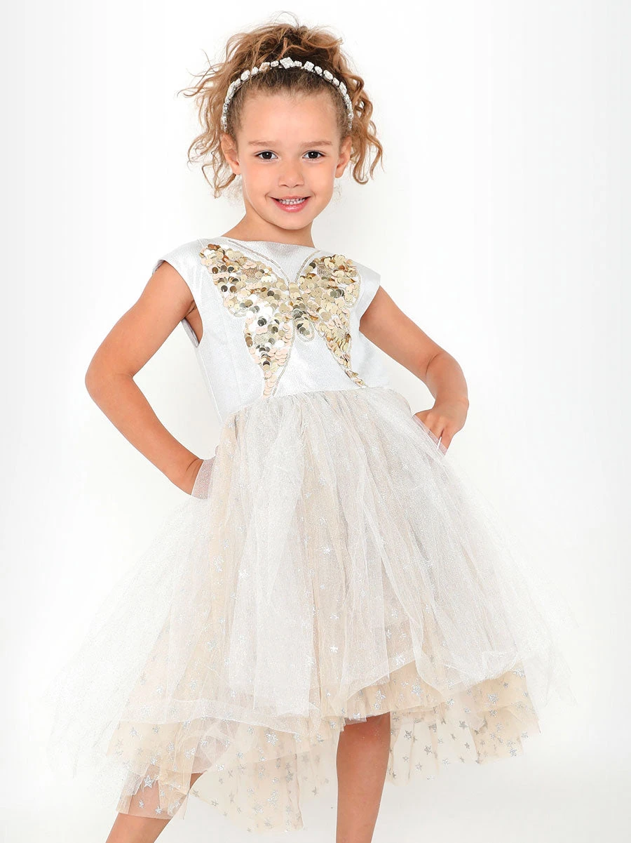 Sequin Butterfly Hi-Lo Dress For Girls - Image 3