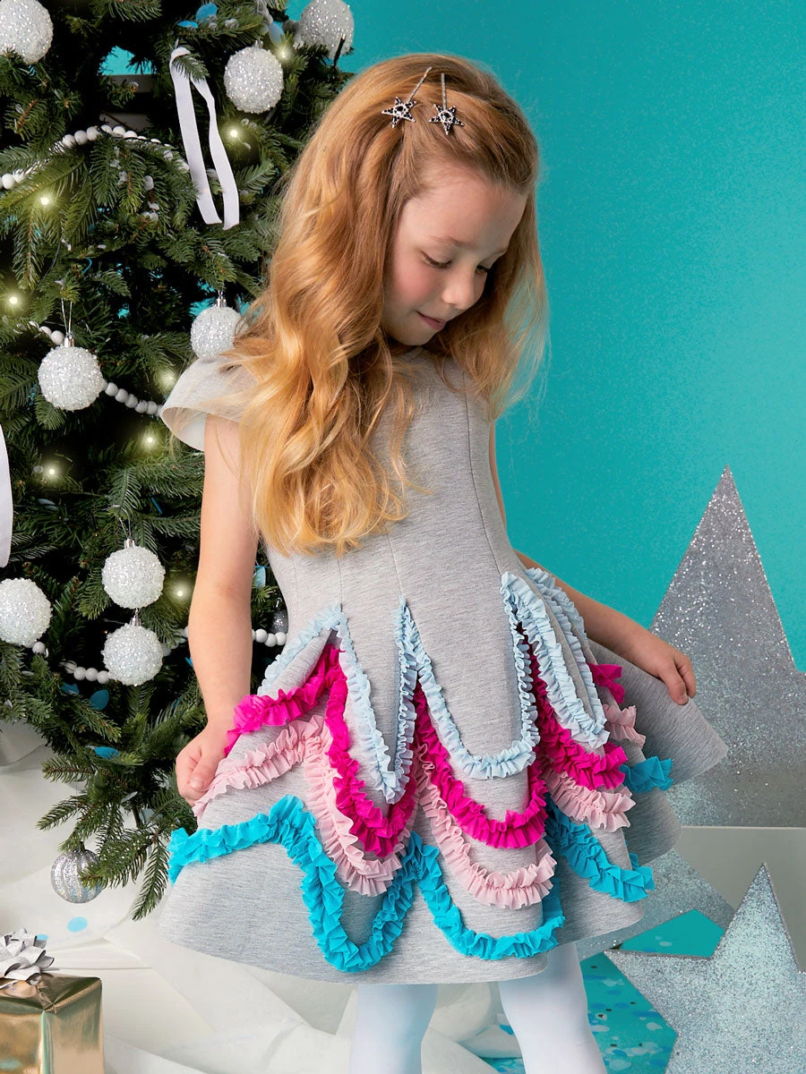 Scalloped Scuba Ruffle Dress For Girls - Image 2