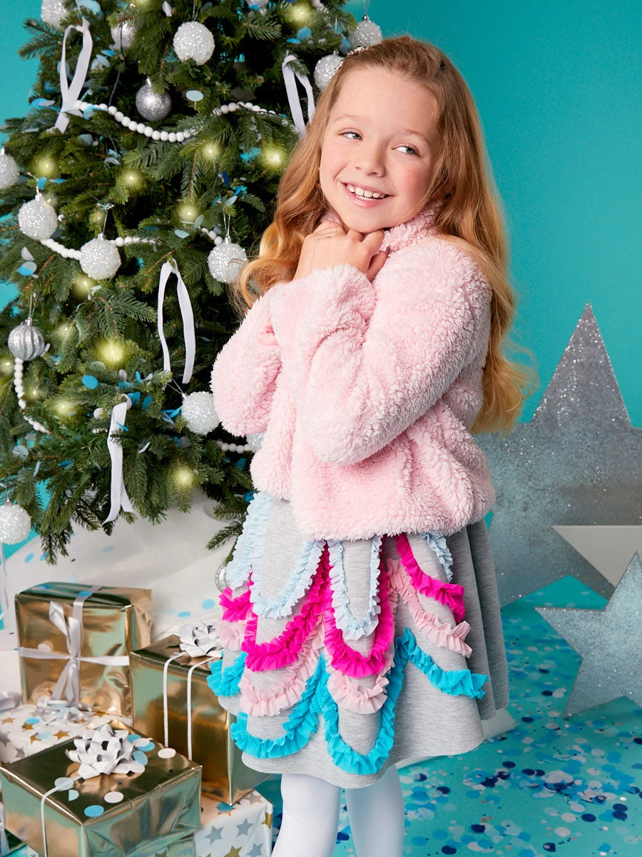 Scalloped Scuba Ruffle Dress For Girls - Image 3