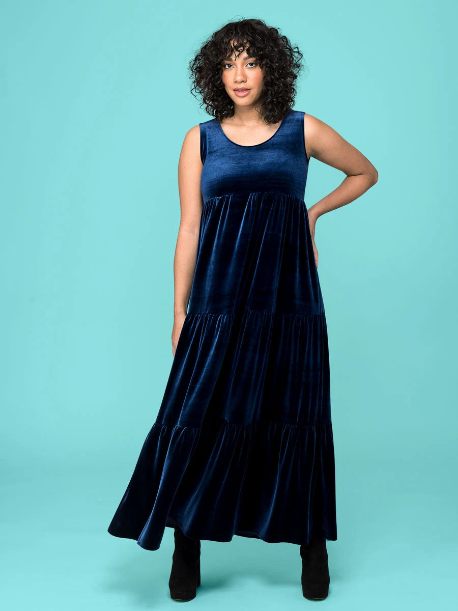 Womens Midnight Velour Maxi Dress - Image 2