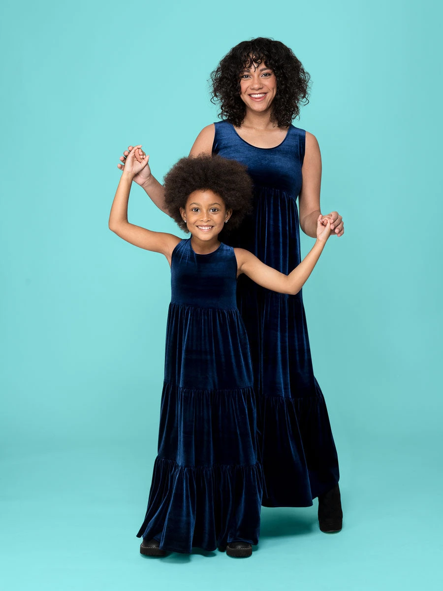 Womens Midnight Velour Maxi Dress