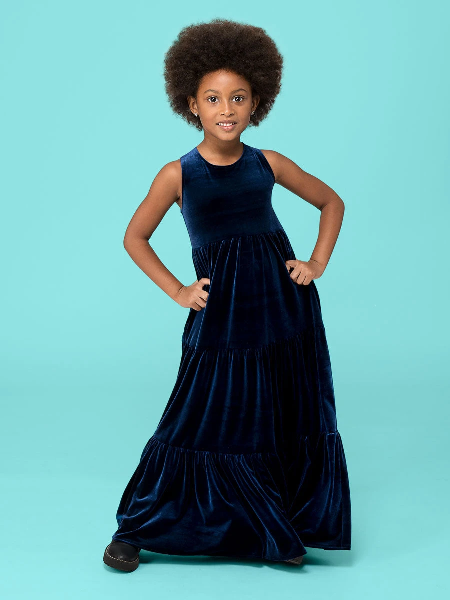 Girls Midnight Velour Maxi Dress - Image 3