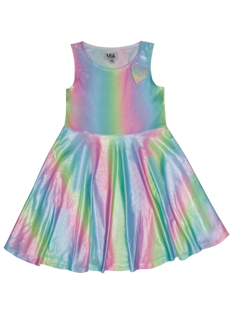MIA Iridescent Rainbow Stripe Dress For Girls - Image 2