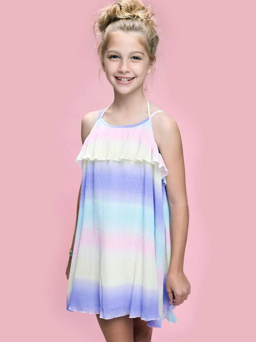 Ruffle Ombre Stripe Dress For Girls - Image 3