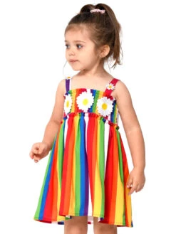 Daisy Trim Smocked Top Dress For Girls