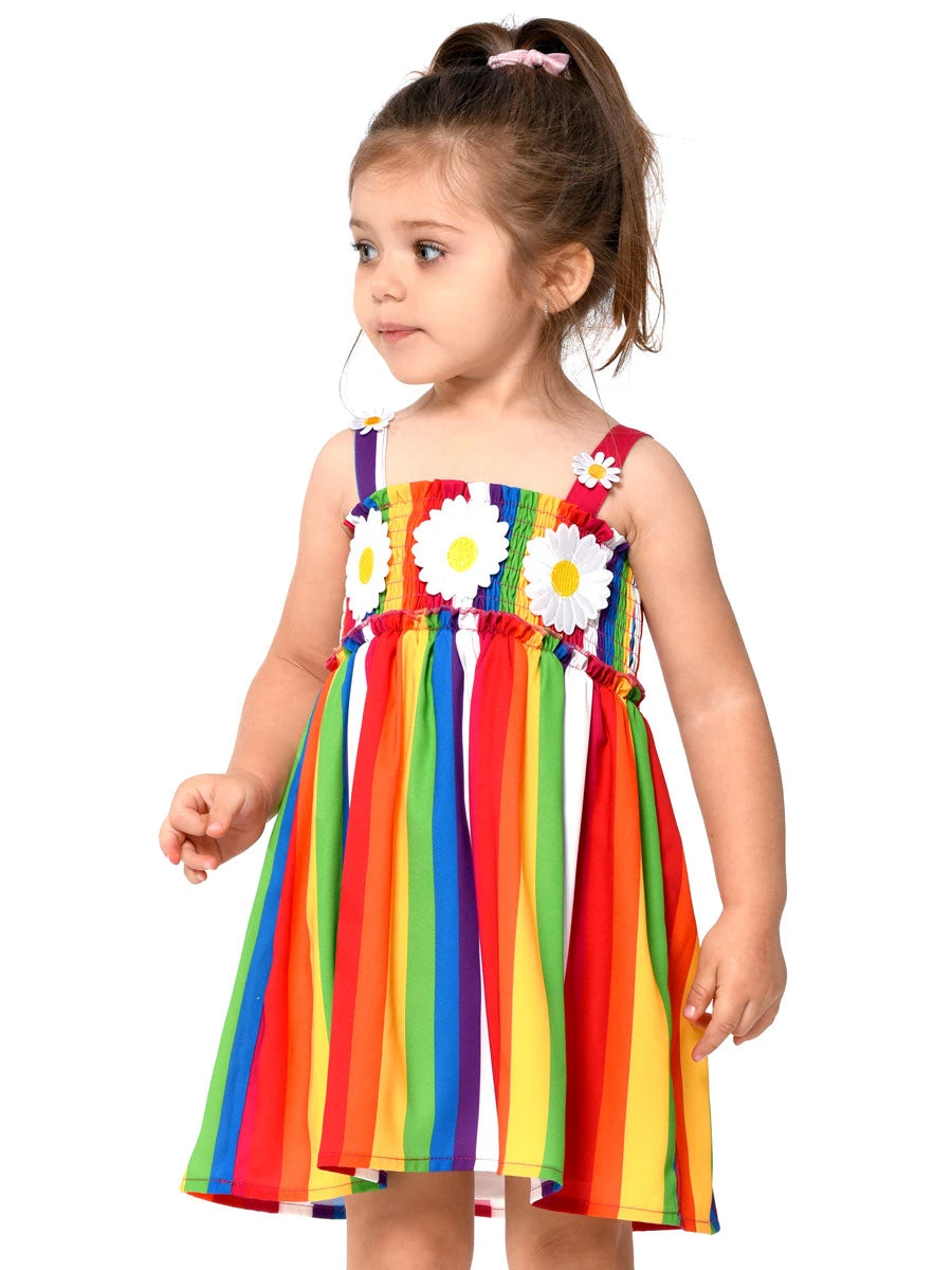 Daisy Trim Smocked Top Dress For Girls