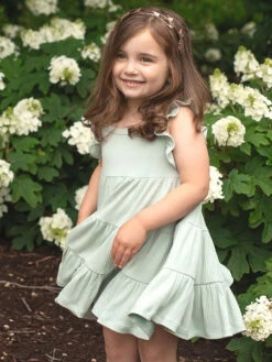 Aqua Ruffle Dress For Girls