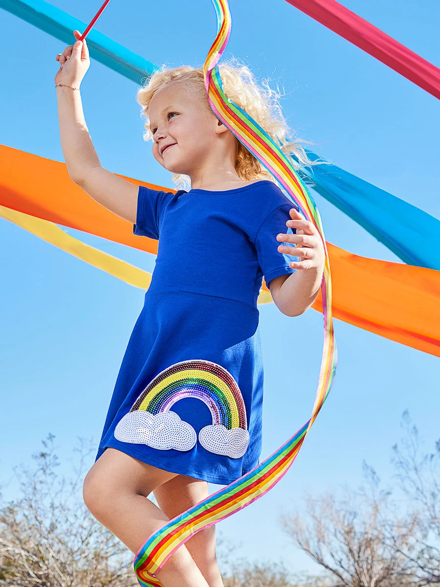 Playskater Rainbow Dress And Short Set For Girls