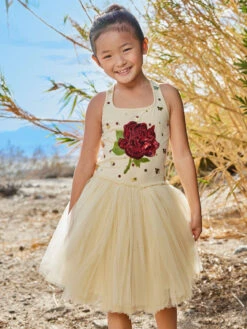 Belle Yellow Tutu Princess Dress For Girls