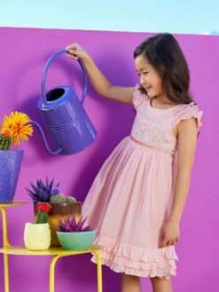 Darling Embroidered Floral Dress For Girls