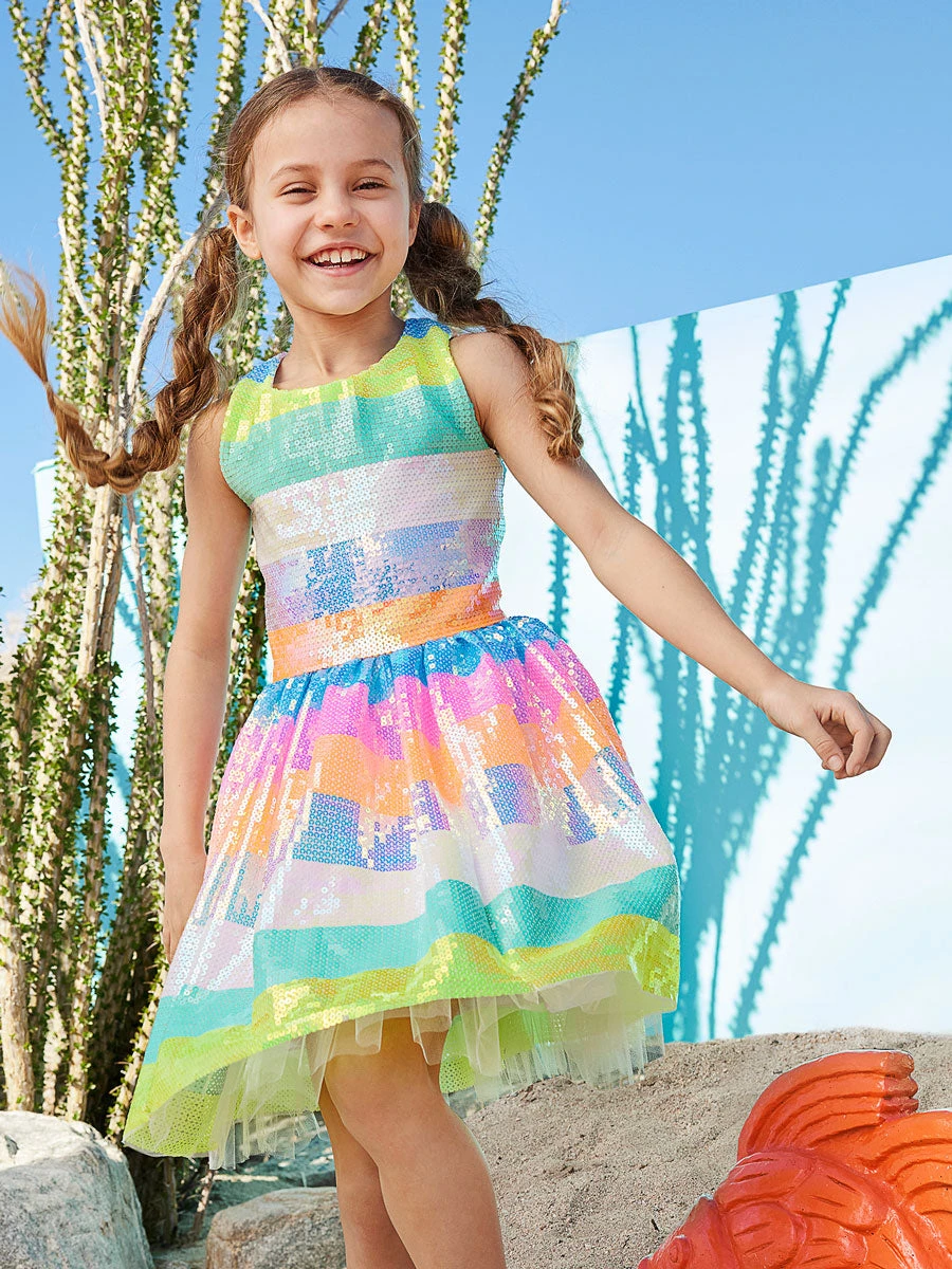 Gorgeous Striped Sequin Party Dress - Image 2