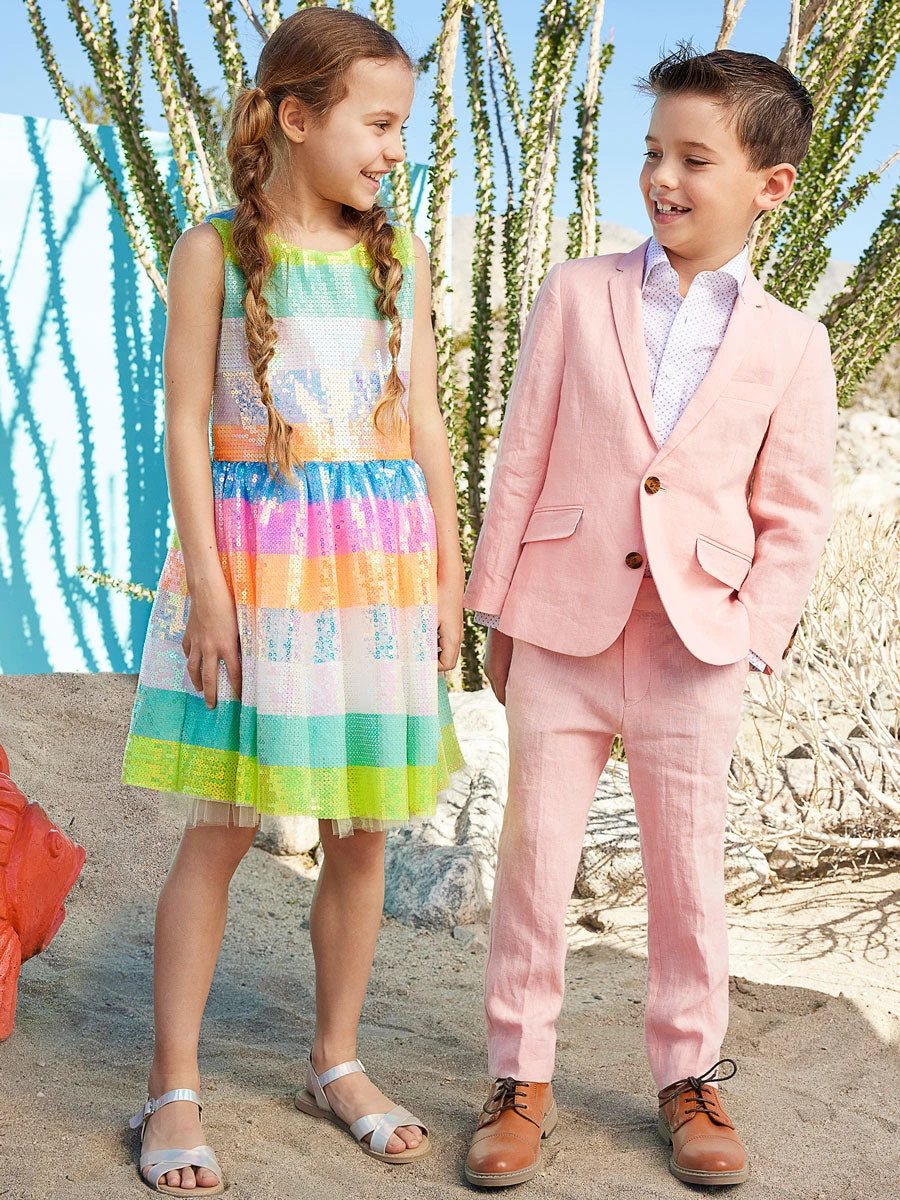 Gorgeous Striped Sequin Party Dress - Image 4