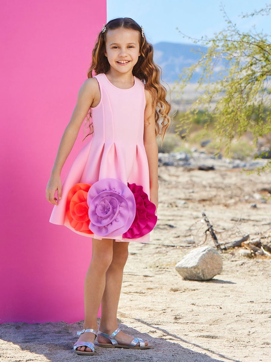 Roses Galore Scuba Dress For Girls - Image 2