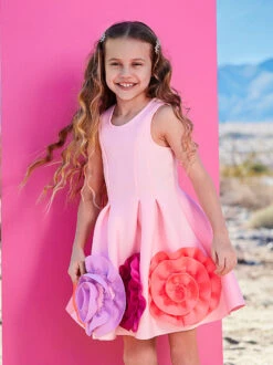 Roses Galore Scuba Dress For Girls