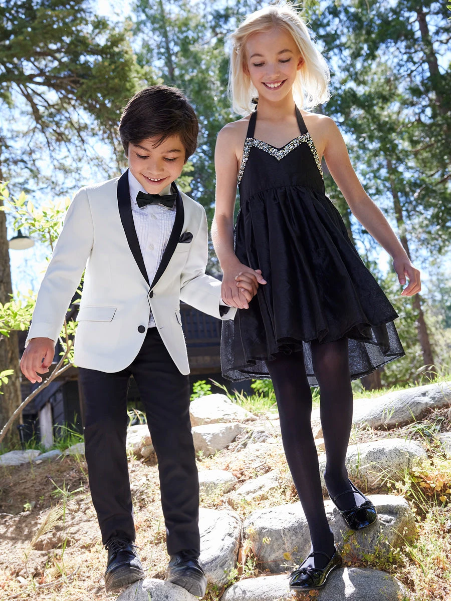 Evaleen Black Halter Dress With Gems - Image 2