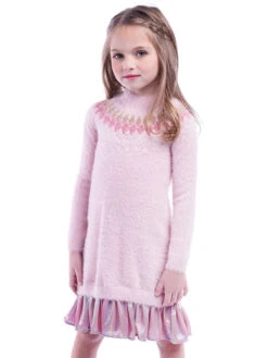 Rosa Pink Sweater Dress For Girls