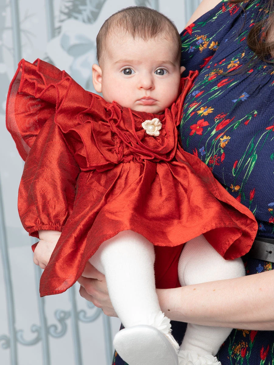 Maelie Red Holiday Dress For Baby