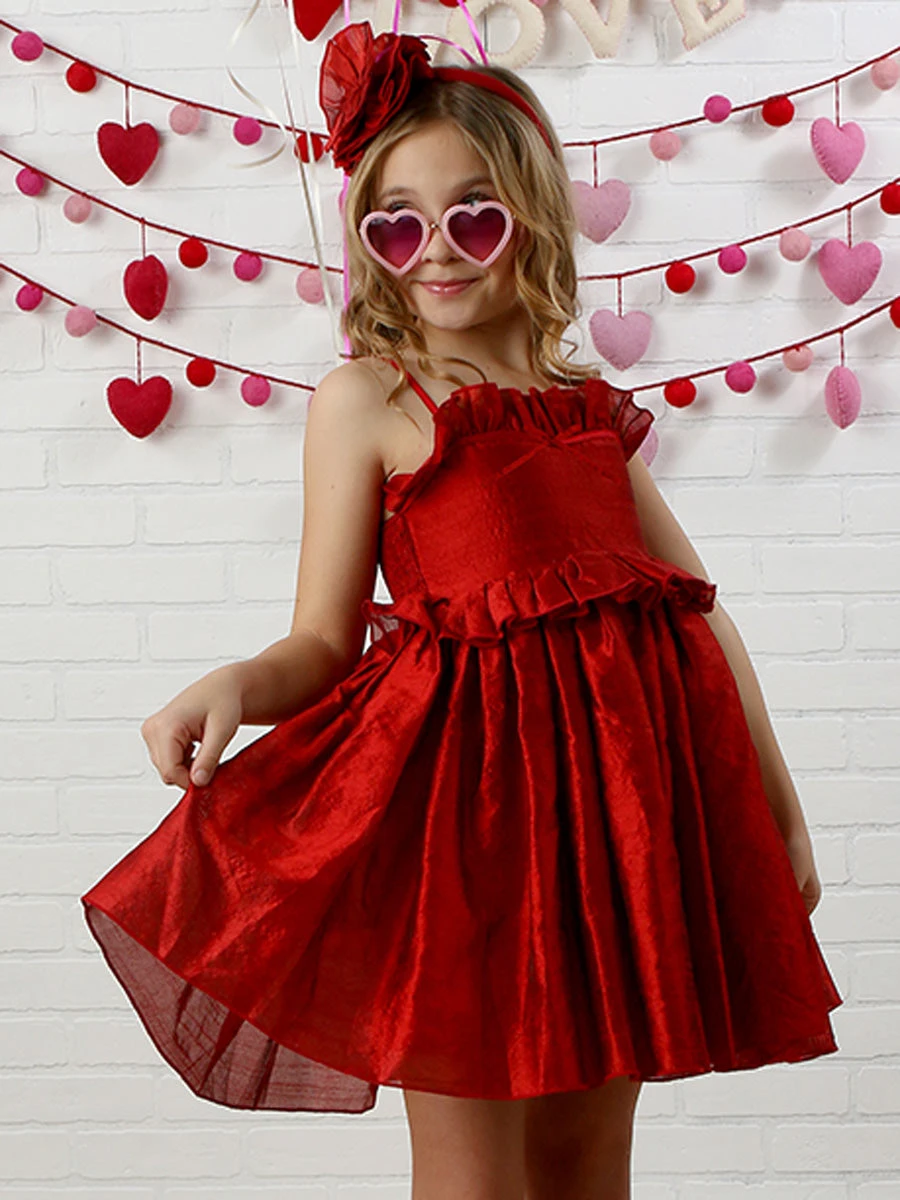 Bella Red Holiday Dress For Girls - Image 5
