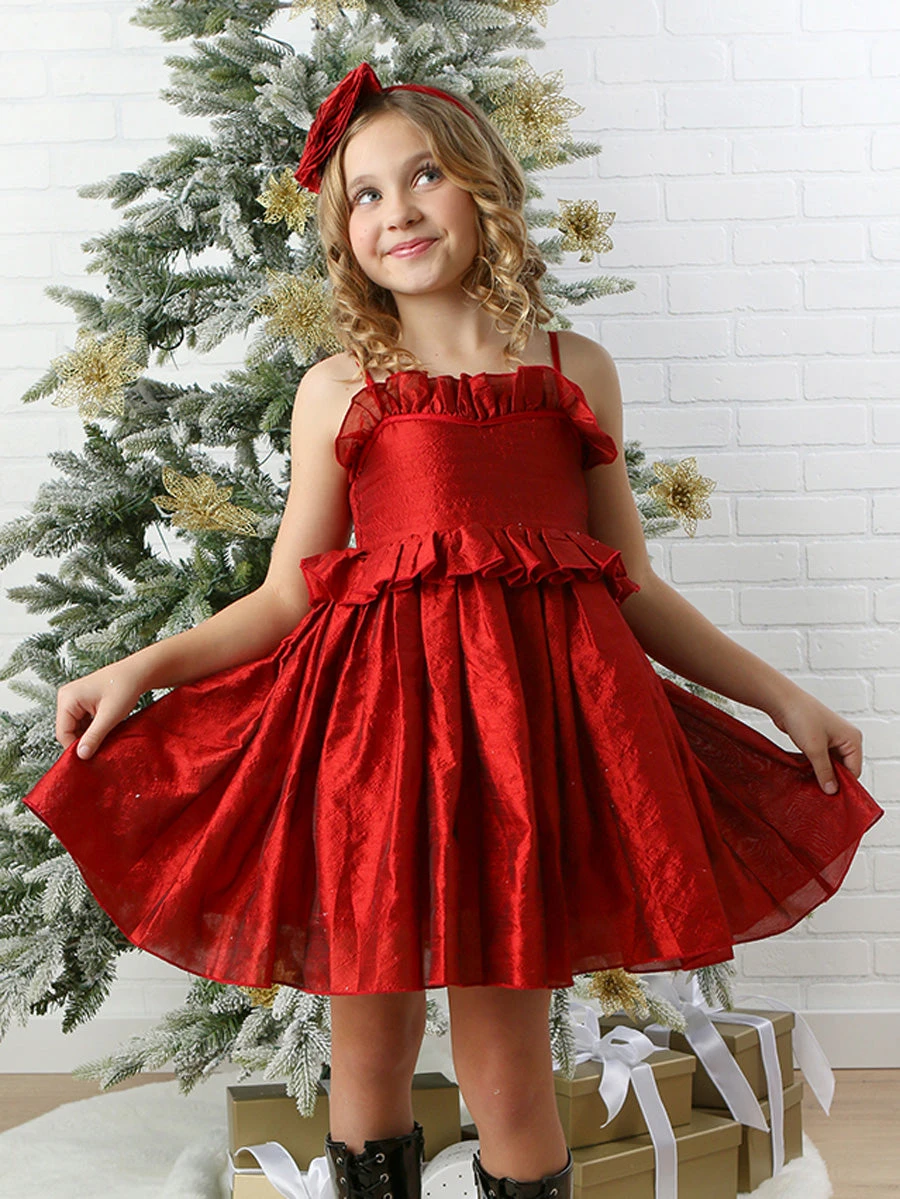 Bella Red Holiday Dress For Girls - Image 4