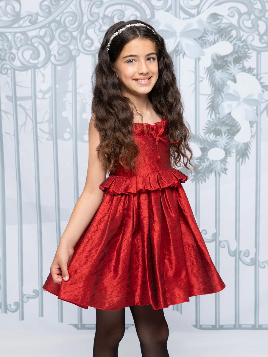 Bella Red Holiday Dress For Girls - Image 2