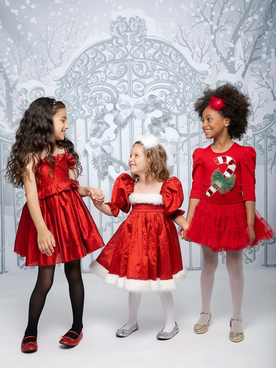 Bella Red Holiday Dress For Girls - Image 3