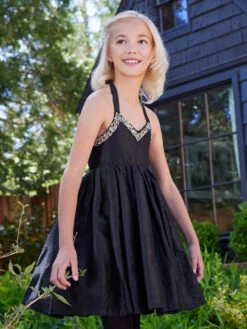 Evaleen Black Halter Dress With Gems