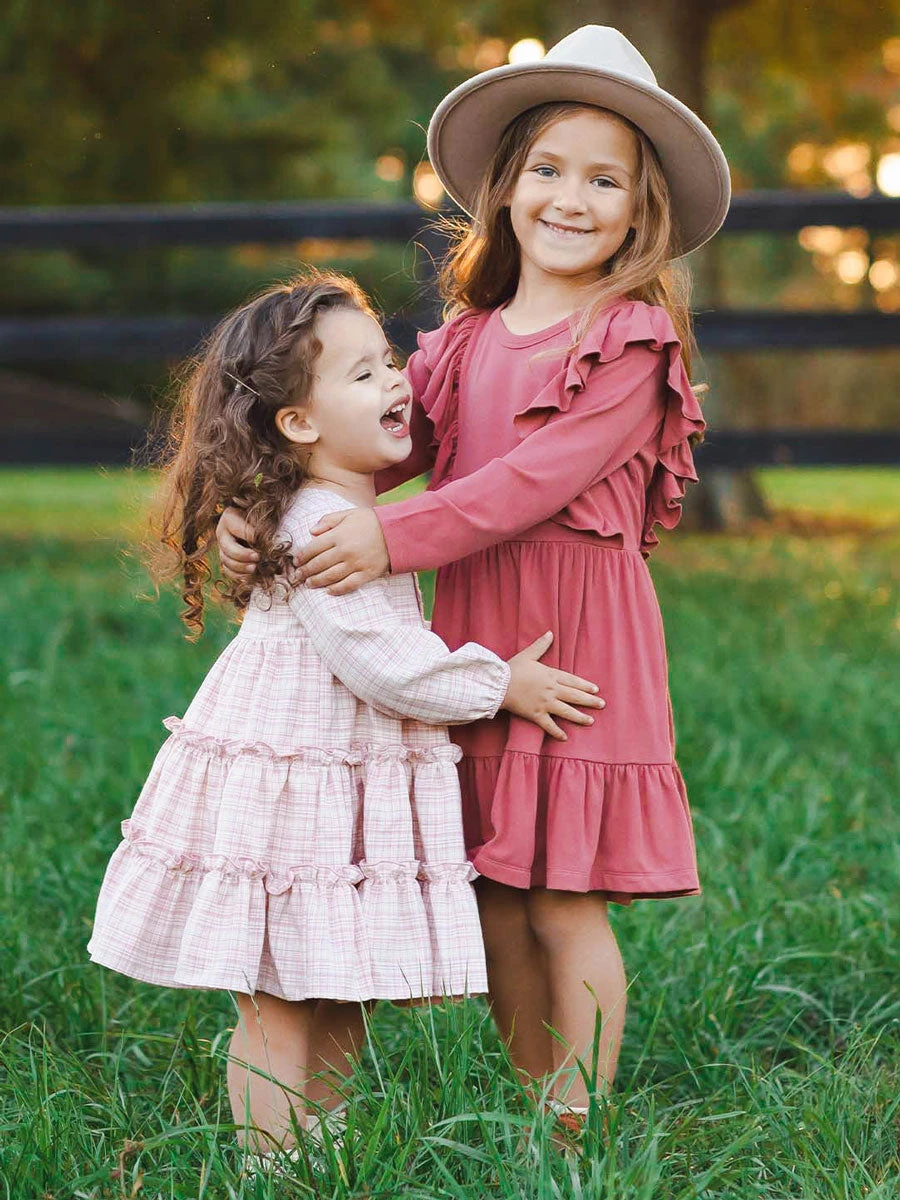 Juniper Pink Plaid Dress For Girls - Image 3