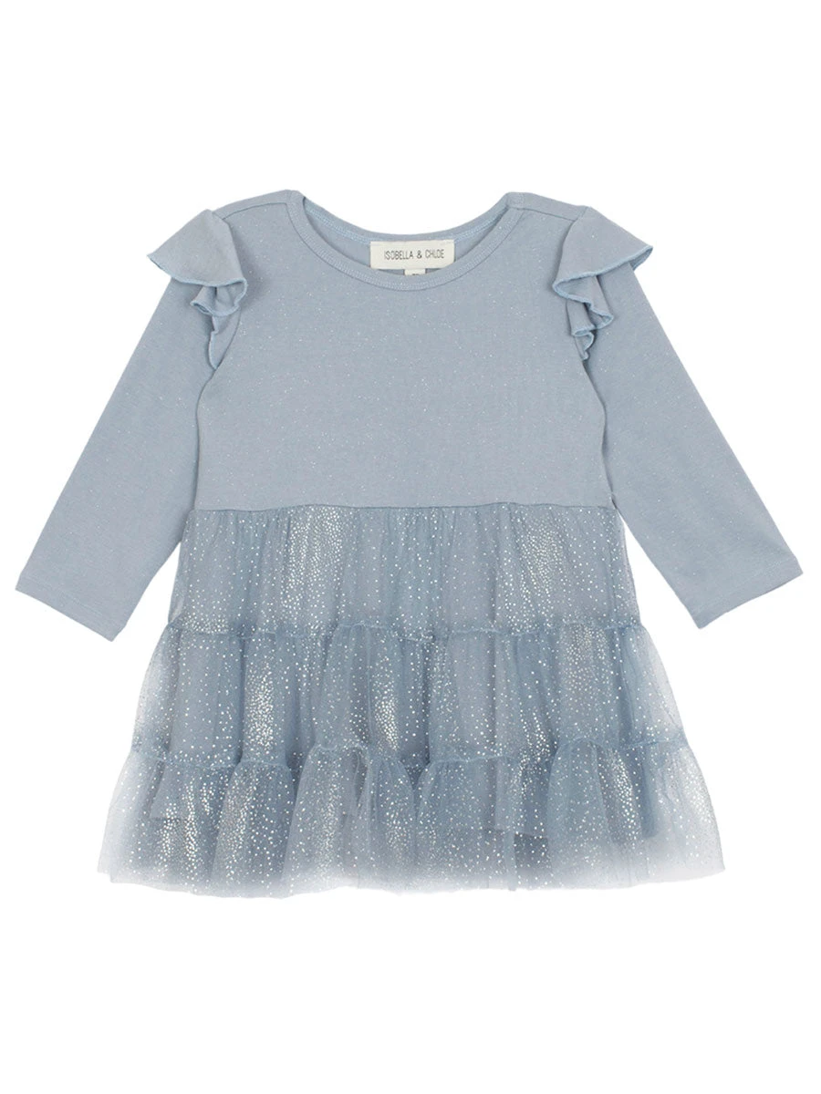 Ice Princess Ruffle Blue Dress For Girls - Image 2