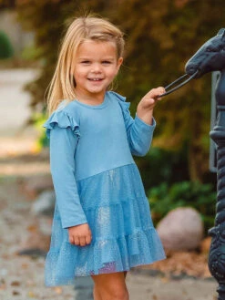 Ice Princess Ruffle Blue Dress For Girls