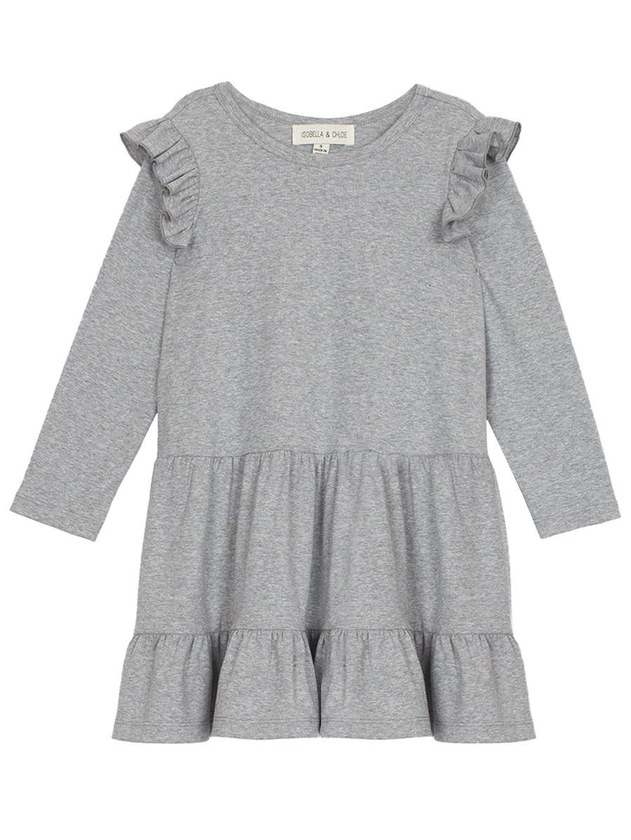 Grey Ruffle Magnolia Dress For Girls - Image 2