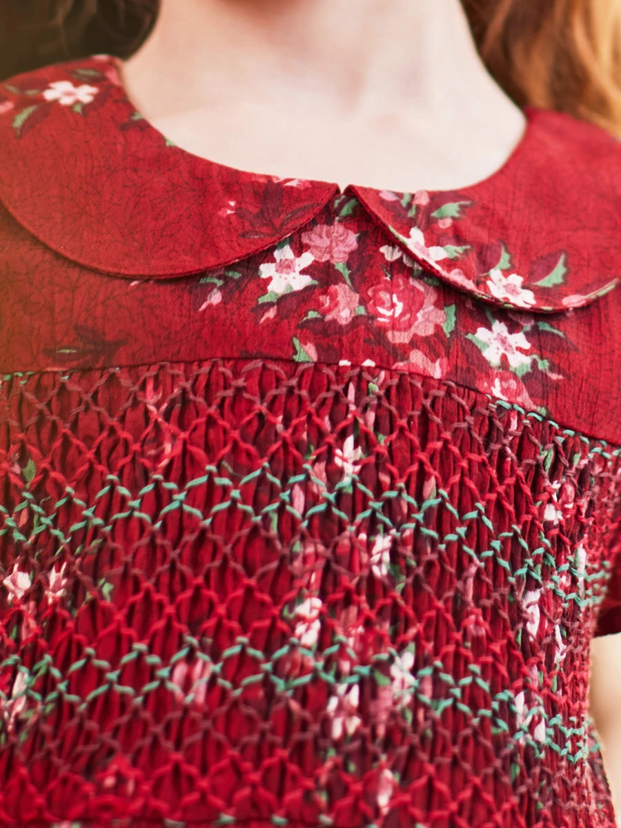 Bellevue Red Cottage Dress For Girls - Image 4