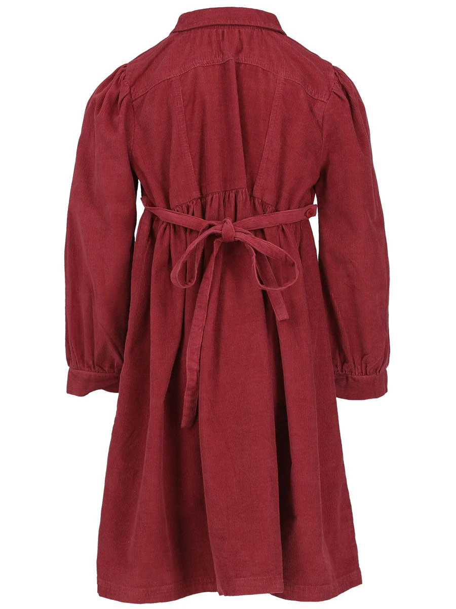 Holly Red Corduroy Dress For Girls - Image 3