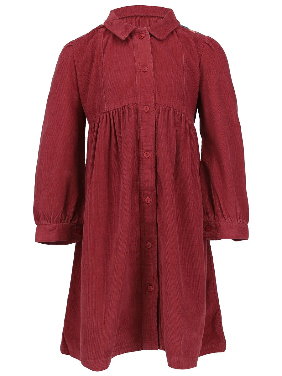 Holly Red Corduroy Dress For Girls - Image 2