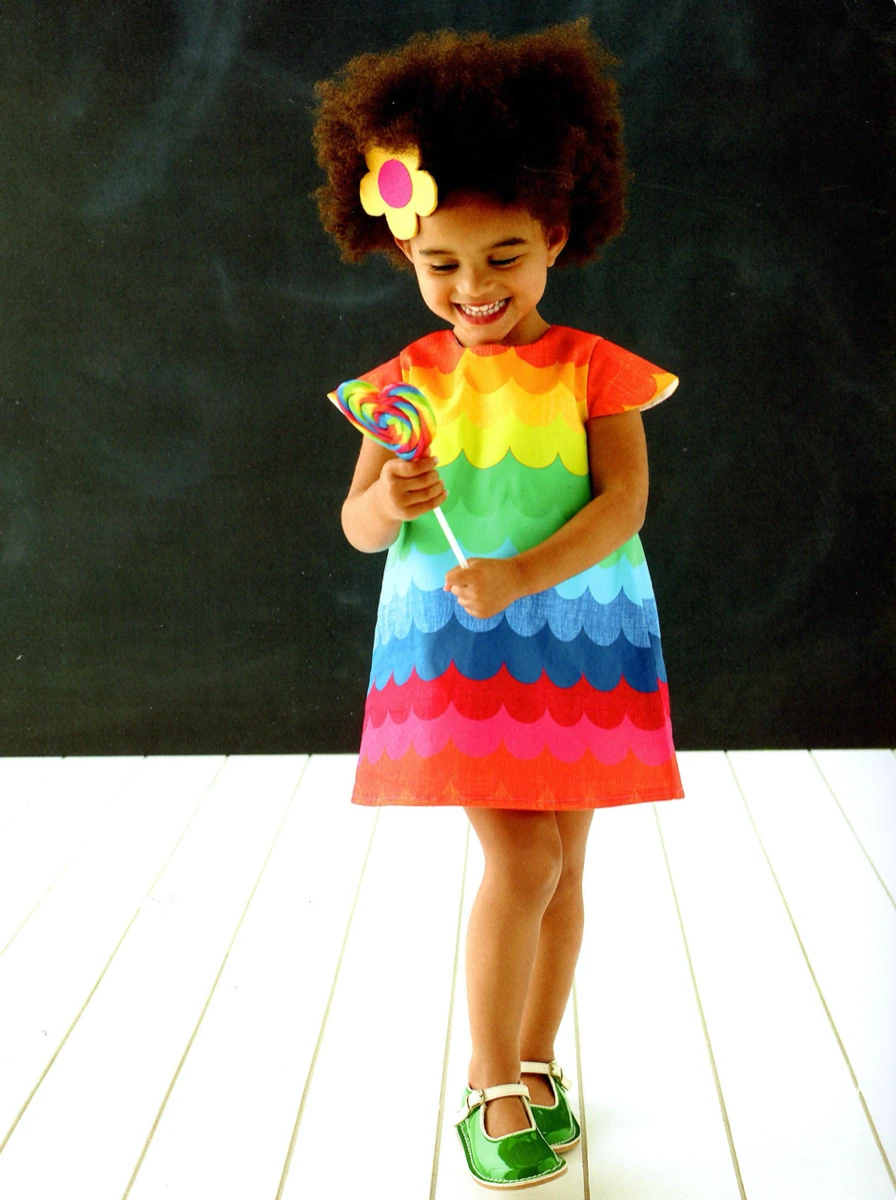 Rainbow Scallop Print Dress For Girls - Image 3