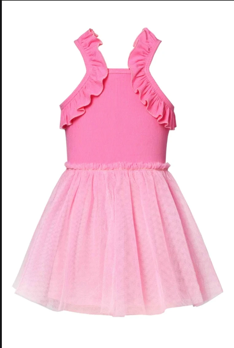 Pink Tulle Tutu Dress With Sequin Stars For Girls - Image 3